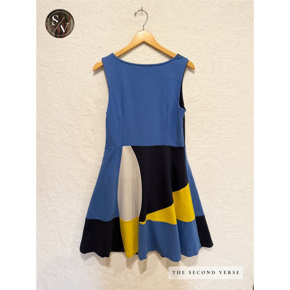 Boden Matilda Ponte Midi Dress Colorblock Navy Yellow Blue Size 10 - Picture 3 of 9